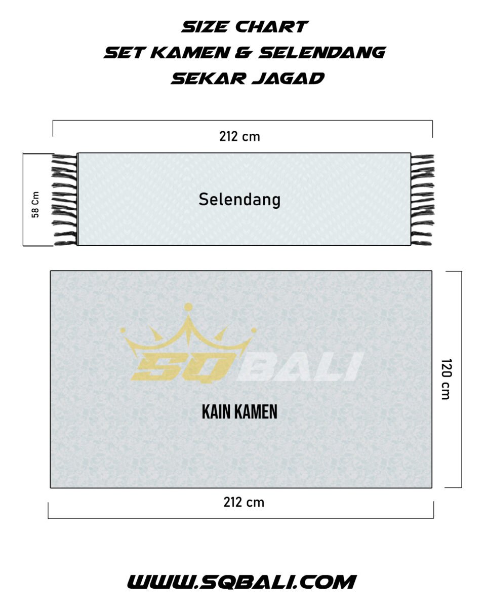 Set Kamen/Kemben Bali & Selendang Sutra Viscose Premium ATBM Motif Sekar Jagad