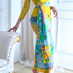 Set Kamen Bali & Selendang Sutra Viscose Premium ATBM motif Shafana VSM02