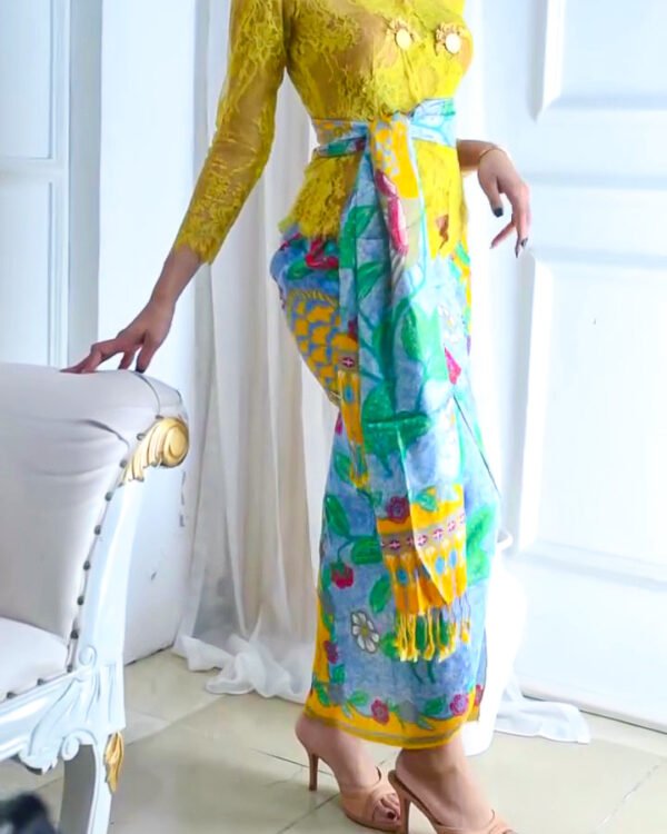 Set Kamen Bali & Selendang Sutra Viscose Premium ATBM motif Shafana VSM02