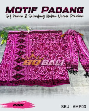 Set Kamen Bali viscose Premium ATBM motif Padang pink