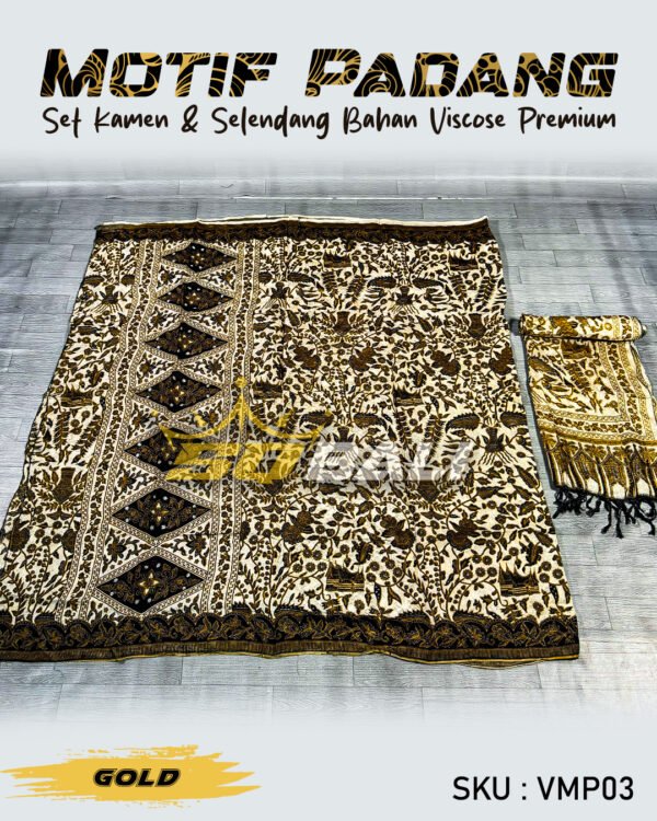 Set Kamen & Selendang Sutra Viscose Premium ATBM motif PADANG