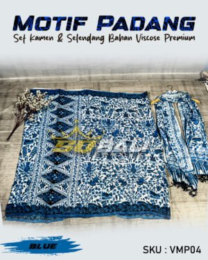 Set Kamen Bali viscose Premium ATBM motif Padang Blue