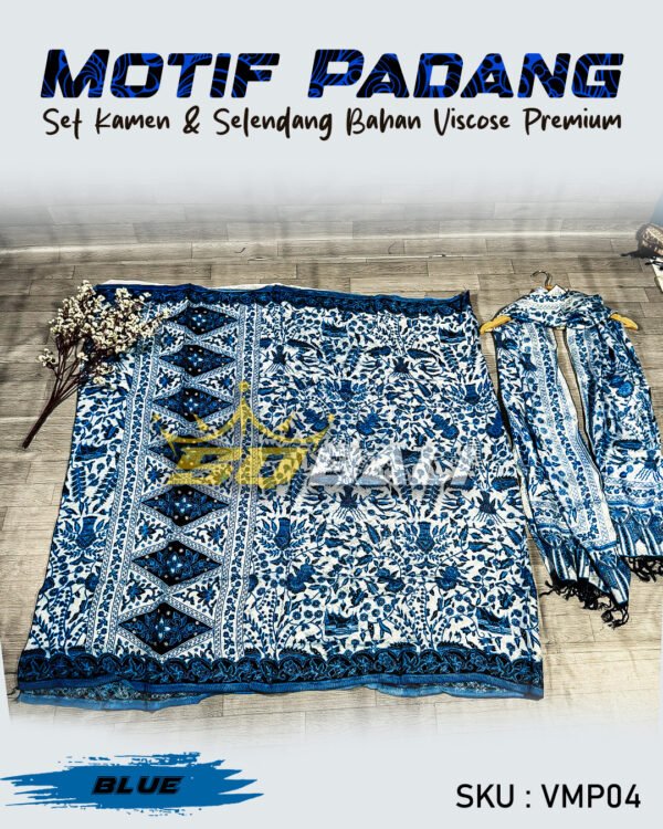 Set Kamen Bali viscose Premium ATBM motif Padang Blue