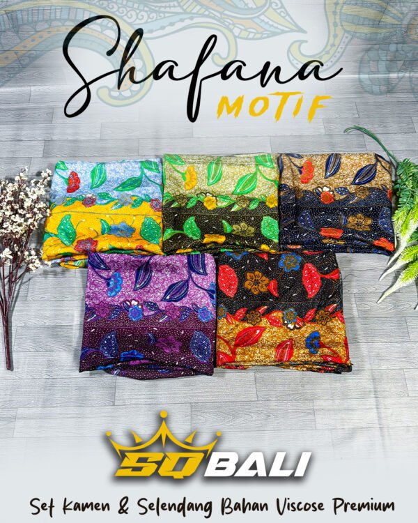 Set Kamen Bali & Selendang Sutra Viscose Premium ATBM motif Shafana Dongker