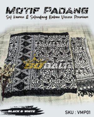 Set Kamen & Selendang Sutra Viscose Premium ATBM motif PADANG