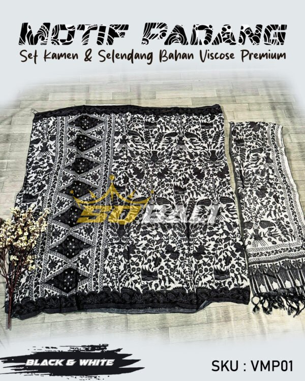 Set Kamen & Selendang Sutra Viscose Premium ATBM motif PADANG