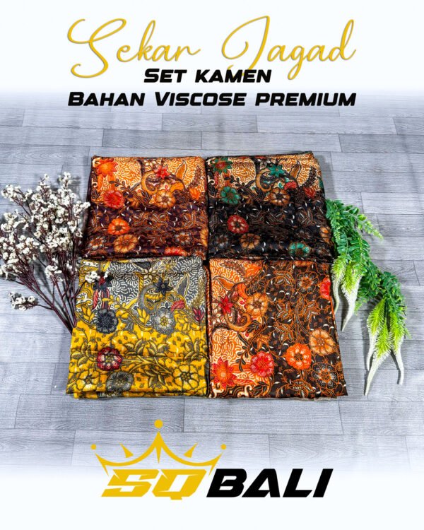 Set Kamen/Kemben Bali & Selendang Sutra Viscose Premium ATBM Motif Sekar Jagad
