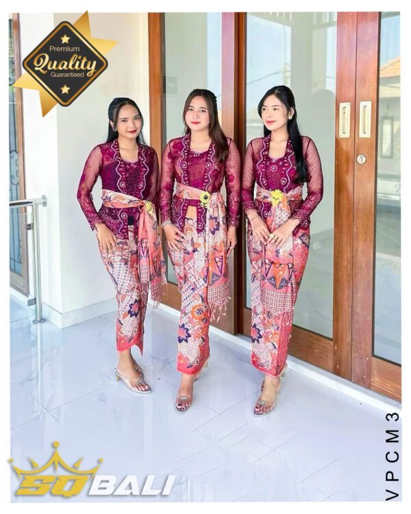 Set Kamen Motif Candira Sutra Viscose premium Semi Atbm By SQ Bali peach