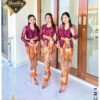 Set Kamen Motif Candira Sutra Viscose premium Semi Atbm By SQ Bali GOLD ORANGE