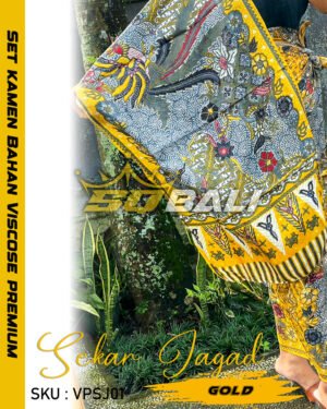 Set Kamen/Kemben Bali & Selendang Sutra Viscose Premium ATBM Motif Sekar Jagad