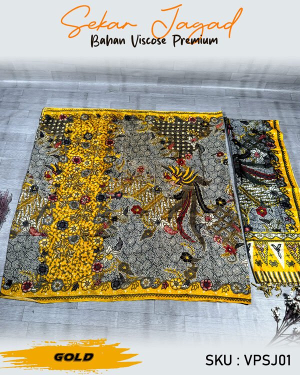 Set Kamen/Kemben Bali & Selendang Sutra Viscose Premium ATBM Motif Sekar Jagad