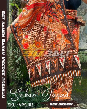 Set Kamen/Kemben Bali & Selendang Sutra Viscose Premium ATBM Motif Sekar Jagad