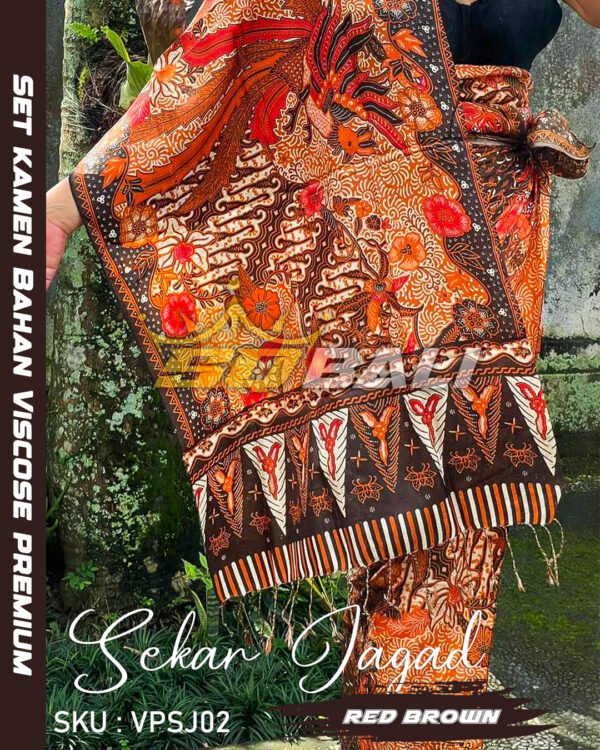 Set Kamen/Kemben Bali & Selendang Sutra Viscose Premium ATBM Motif Sekar Jagad
